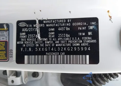 2019 Kia Optima Lx z USA, uszkodzony, nr VIN 5XXGT4L32KG295994